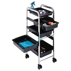 Dannyco 868C Chrome Trolley with 4 Black Drawers