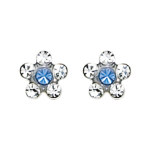 Inverness Clear/Light Blue Flower Earring #119