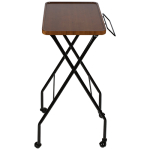 Framar Bamboo Folding Trolley salon cart with tray and towel holder