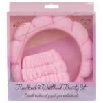 Aria Beauty Headband & Wristband Beauty Set - Pink