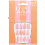 OPI xPRESS/ON Pass My Towel classic press-on nails, pink and orange striped round press-on nails, 30 per pack