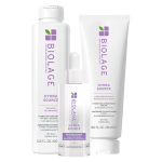 Biolage Hydra Source Trio Offer with Hydra Source shampoo 400ml, conditioning balm 236ml, and Moisture Method serum 90ml for dry hair