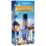 Matrix Brass Off holiday gift duo with purple toning shampoo and conditioner bottles