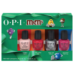 OPI x M&M's Nail Lacquer 4-Piece Mini-Pack with Bubble Bath, Big Apple Red, Deck the Shells and Want Them All minis