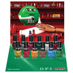 OPI x M&M's Nail Lacquer 12-Piece Display with one bottle of each holiday shade