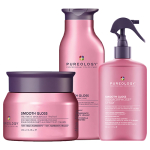 Pureology Smooth Gloss Retail Offer trio with three each of Smooth Gloss shampoo, treatment mask and Silkmorphose spray