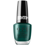 OPI Nail Lacquer bottle in What a Tree-t, a deep teal creme from the OPI x M&M's holiday collection
