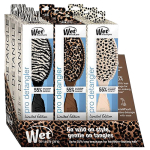 Wet Brush Patterned Poise 9-Piece Detangler Display with three holiday prints and countertop display