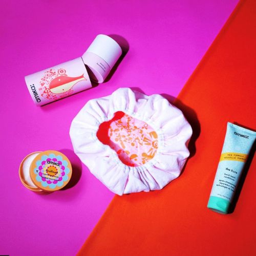 Amika Pink Signature Print Shower Cap
