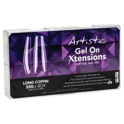 Artistic Nail Design Gel On Xtensions Soft Gel Nail Tips - Long Coffin (550/Pack)