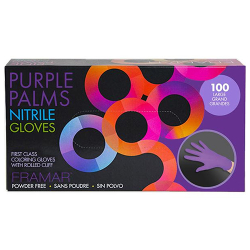 Framar Purple Palms Disposable Nitrile Gloves 100/Pack