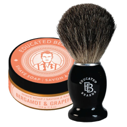 Educated Beards Bergamot & Grapefruit Shave Soap & Badger Bush Combo ($64 Retail Value)