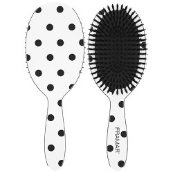 Framar Polish Brush with black polka dot print on white handle