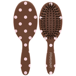Framar Pink Dots on Chocolate mini polish brush