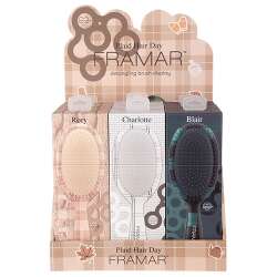 Framar Detangle Brush "Plaid Hair Day" Collection Display 9/pc