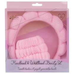 Aria Beauty Headband & Wristband Beauty Set - Pink