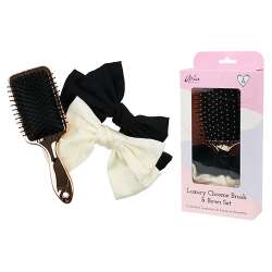 Aria Beauty Luxury Chrome Brush & Bows Set