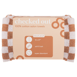 Framar Checked Out Salon Towels - Beige & White 6/pk