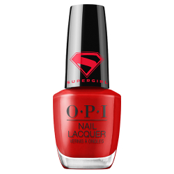 OPI x Supergirl Nail Lacquer in Cape It Real, a red creme, 15ml bottle