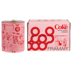 Framar Diet Coke limited-edition embossed roll foil, 320ft dispenser box with cutting blade