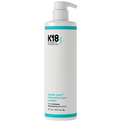K18 Peptide Prep Detox clarifying shampoo 473ml, color-safe, clears buildup to optimize K18 peptide