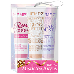 Hempz Mistletoe Kisses Lip Trio with lip balm and two shimmer lip glosses