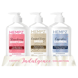 Hempz Indulgence Collection Display nine full-size hemp seed oil body moisturizers