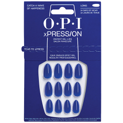 OPI xPRESS/ON Catch a Wave of Happiness long tip press-on nails, royal blue almond press-on nails, long tip, 30 per pack