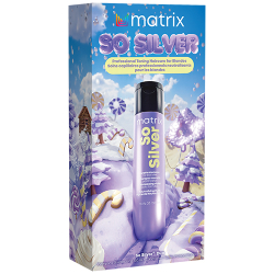 Matrix So Silver holiday gift duo with purple shampoo and conditioner bottles