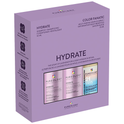 Pureology Hydrate travel-size discovery set with mini shampoo, mini conditioner and leave-in spray