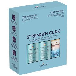 Pureology Strength Cure travel-size discovery set with mini shampoo, mini conditioner and leave-in spray