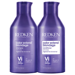 Redken Color Extend Blondage holiday gifting duo with purple shampoo and conditioner for blonde hair