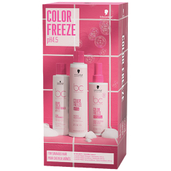Schwarzkopf Professional BC Bonacure Color Freeze holiday trio with shampoo, conditioner, and spray conditioner
