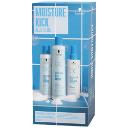 Schwarzkopf Professional BC Bonacure Moisture Kick holiday trio with shampoo, conditioner, and spray conditioner